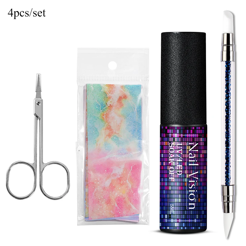 Nail Vision Фольга для ногтей Клей переводной гель-клей Звездный бумажный принт фольга s обертывания Переводные картинки Набор лаков УФ Гель-лак для ногтей лак - Цвет: ZH07007