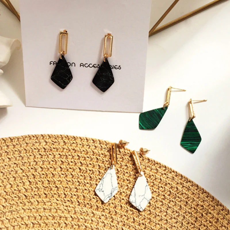 Новинка 1 пара прямоугольные серьги подвески из натурального камня подарки