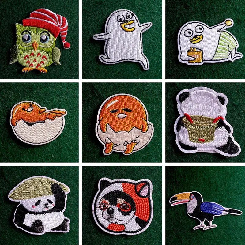 

2Pcs/Lot Cartoon Patch Animals Embroidered Patches For Clothing DIY Panda Stripe Patch Iron On Patches On Clothes Appliques