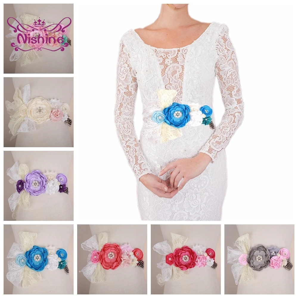 

Женский пояс для беременных Boutique, жемчужные стразы, многоугольный кружевной пояс с цветами, пояс с цветочным узором, модное свадебное украшение