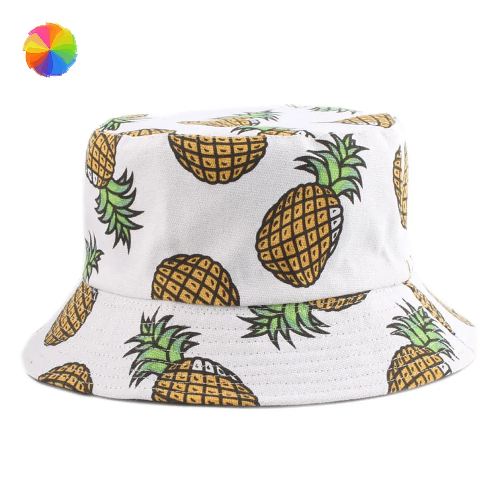 

Panama Caps Lovely Casual Fisherman Hat Pineapple Printed Bucket Hats Women Men Summer Fishing Bucket Hats