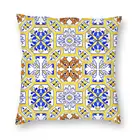 Португальская плитка Azulejo, квадратная подушка, чехол из полиэстера, декоративная подушка, синий фарфоровый узор, 45*45 см, наволочки