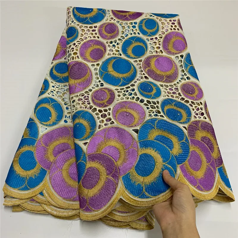 

newcoming fashion style cotton lace fabric 5yards good quality eyelet swiss voile lace fabric for clothes sewing SHIS1105