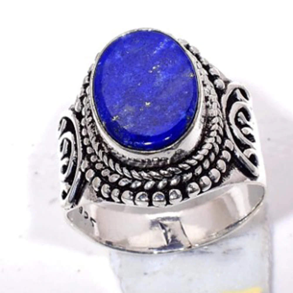 Подлинная ляпис лазурь кольцо серебряное покрытие над медным природным камнем