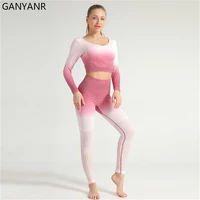 ganyanr yoga set women gym clothes fitness workout jogging suit sportswear tracksuit seamless leggings activewear sweat bodysuit
