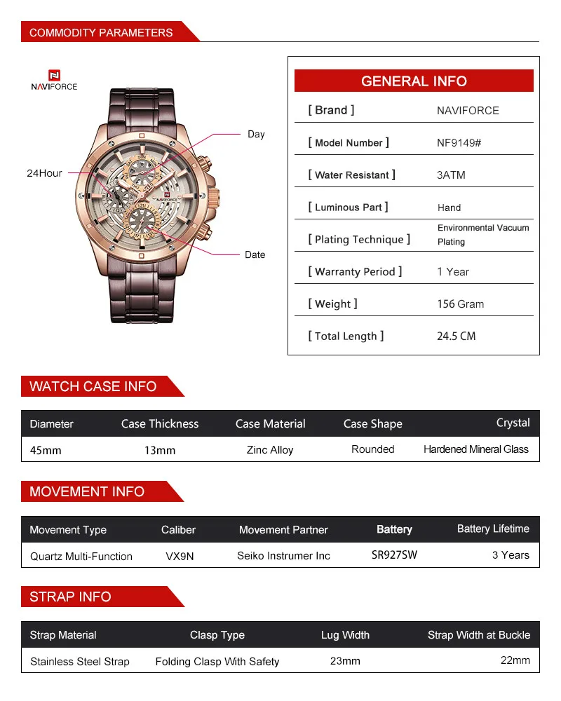 Мужские часы NAVIFORCE от ведущего бренда роскошные спортивные водонепроницаемые