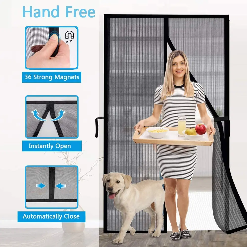 

New Strong Magnetic Door Curtain Mosquito Net Magnetic Curtain Fly Insect Screen Mesh Auto Closing Custom Size Easy Installation