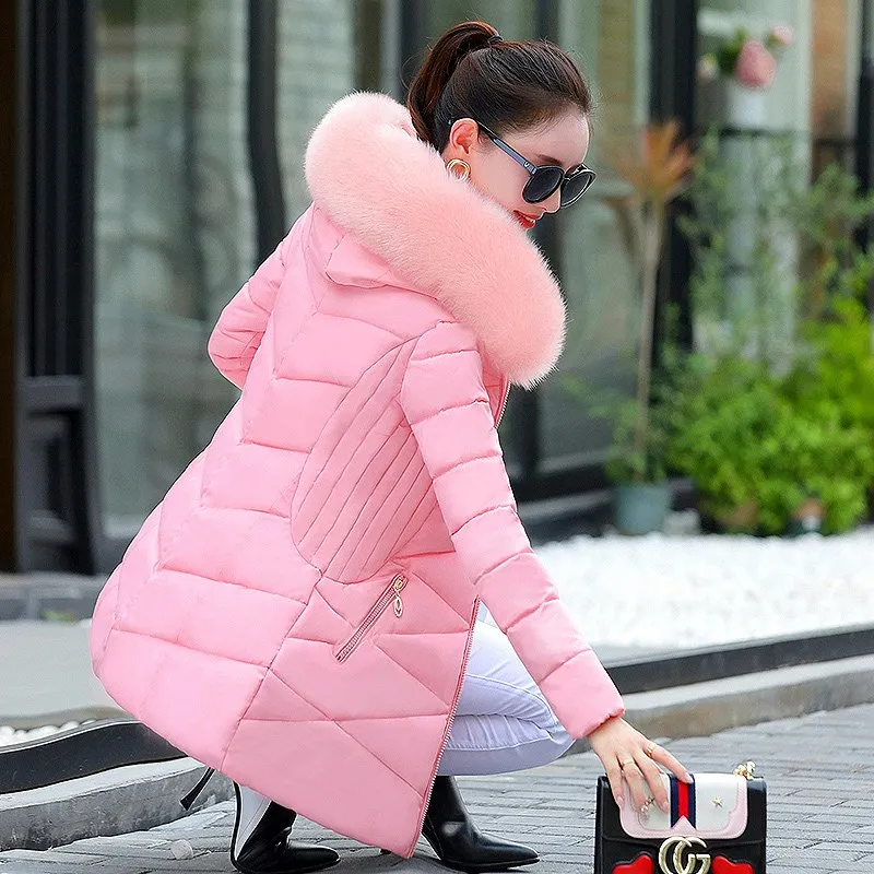 

2020 New Winter Jacket Parkas Women Coat Fur Collar Hooded Overcoat Female Jacket Parka Thick Warm Cotton Padded Outwear P997