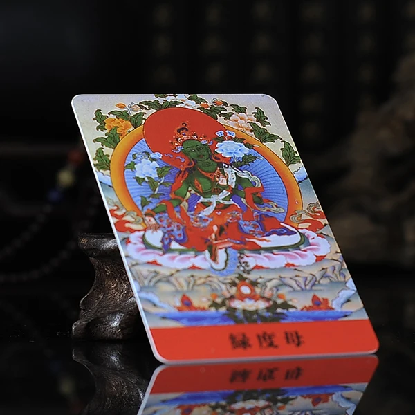Тибетский буддизм зеленый Тара Будда статуя Amulet карта Будды|Упаковка и стойки
