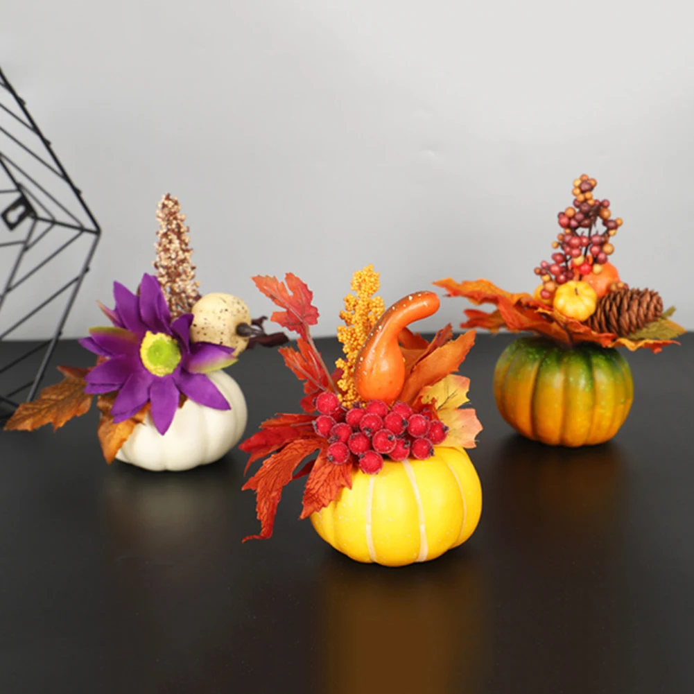 Artificial Pumpkins Maple Leaf Dried Flowers Pomegranate Table House Thanksgiving Halloween Autumn Fall Harvest Decoration | Дом и сад
