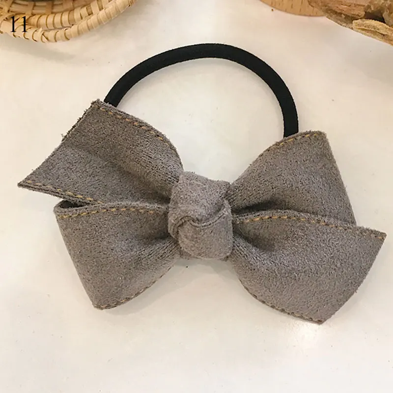 Однотонные замшевые резинки с бантом милые для волос девочек эластичная резинка
