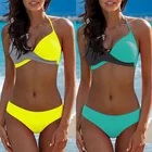 Однотонный сексуальный комплект бикини, купальник пуш-ап, топ на бретельках, женский купальник с перекрестными лямками на груди, женский купальный костюм размера XXXL, пляжная одежда, бикини, 2020