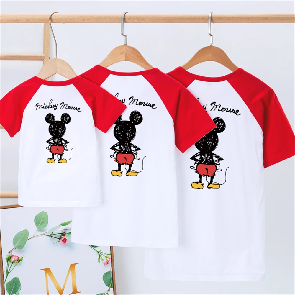 

Disney Girl T-shirt Cartoon T Shirt Mickey Mouse Print Women Summer Casual Harajuku Mom and Daughter Tshirt Tee Tops For Female
