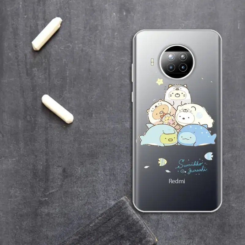 

sumikko gurashi cute cartoon Phone Case Transparent for Xiaomi Redmi note 10 t 8 9 pro lite 11 luxury coque funda