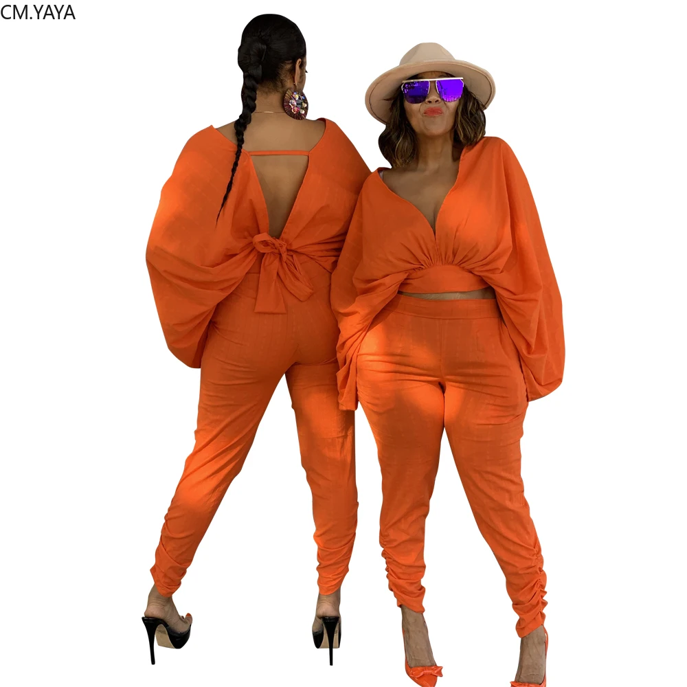 Осенне-зимний женский спортивный костюм топ с рукавом летучая мышь + штаны