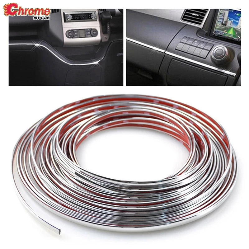 3M/6mm Universal Car Chrome Strips Front Rear Fog Light Cover Door Window Body Decorative Strip Trim Decoration Bumper Protector |