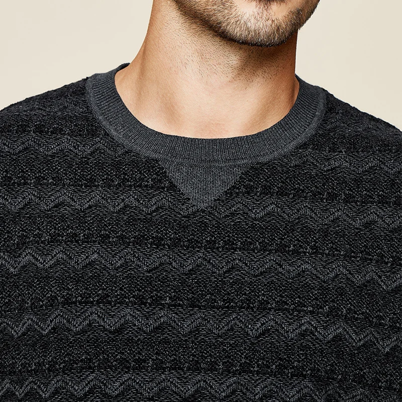 KUEGOU 2019 Autumn Cotton Stripe Black Sweater Men Pullover Casual Jumper For Male Wear Brand Knitted Korean Style Clothes 12673 | Мужская