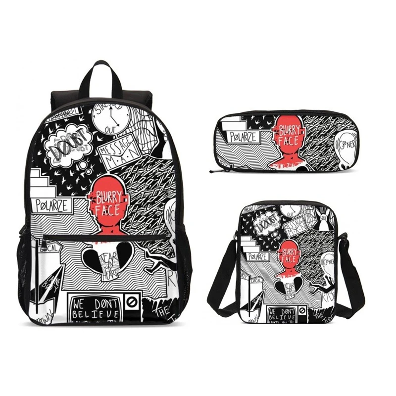 2020 3pcs Prints School Bags Set Teenager Boys Backpack Fashion Twenty One Pilots Schoolbag Kids Children Student Mochila | Багаж и сумки