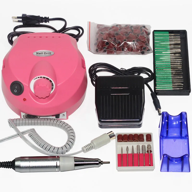 pink set Электрический сверлильный станок для ногтей 30000 об/мин для маникюра, педикюра, сверлильный станок, аксессуары для ногтей, инструмент для дизайна ногтей с фрезой - Цвет: pink set