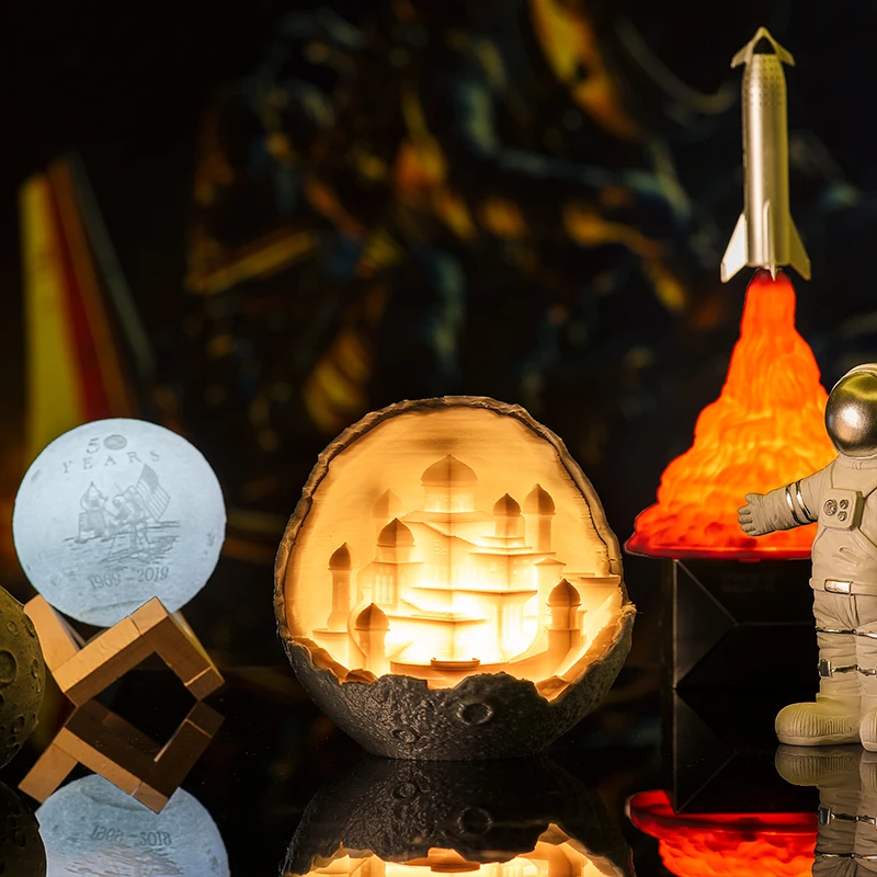 Новинка 2019 Ночной светильник с 3D принтом лунный замок лампа как Лунная в подарок
