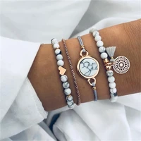 docona bohemia heart tassel beaded bracelet for women handmade adjustable beads chains bracelets set jewelry pulsera 6905