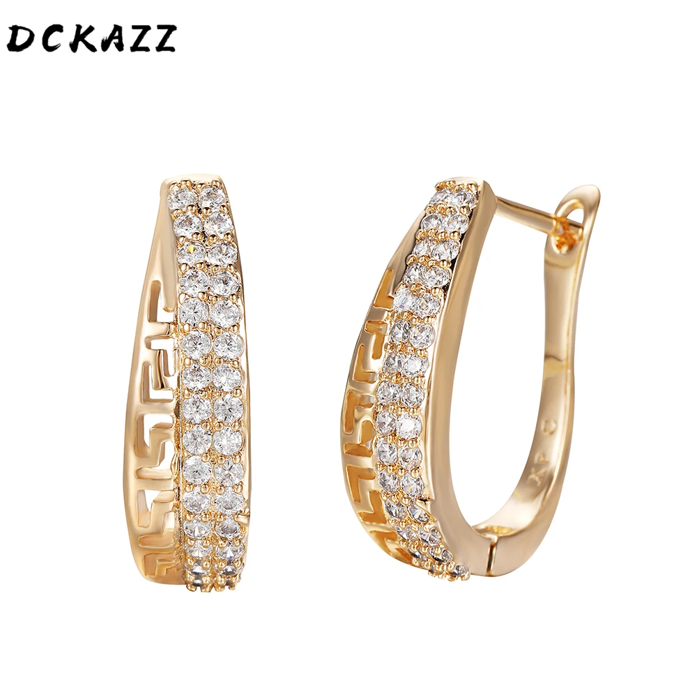 

DCKAZZ Luxury Natural Zircon Copper Stud Earring for Women Hollow Shape Ethnic Bride Wedding Earring Girl Fashion Fine Jewelry