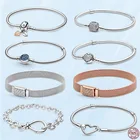 Новинка 2022, Модный женский браслет серебряного цвета, браслет-цепочка в форме сердца и змеи для женщин, подходят под оригинальные бусины-шармы Pan, ювелирные изделия в подарок