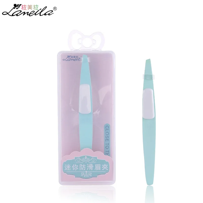 

Пинцет для глаз из нержавеющей стали в синей коробке, противоскользящий ящик для хранения бровей A214