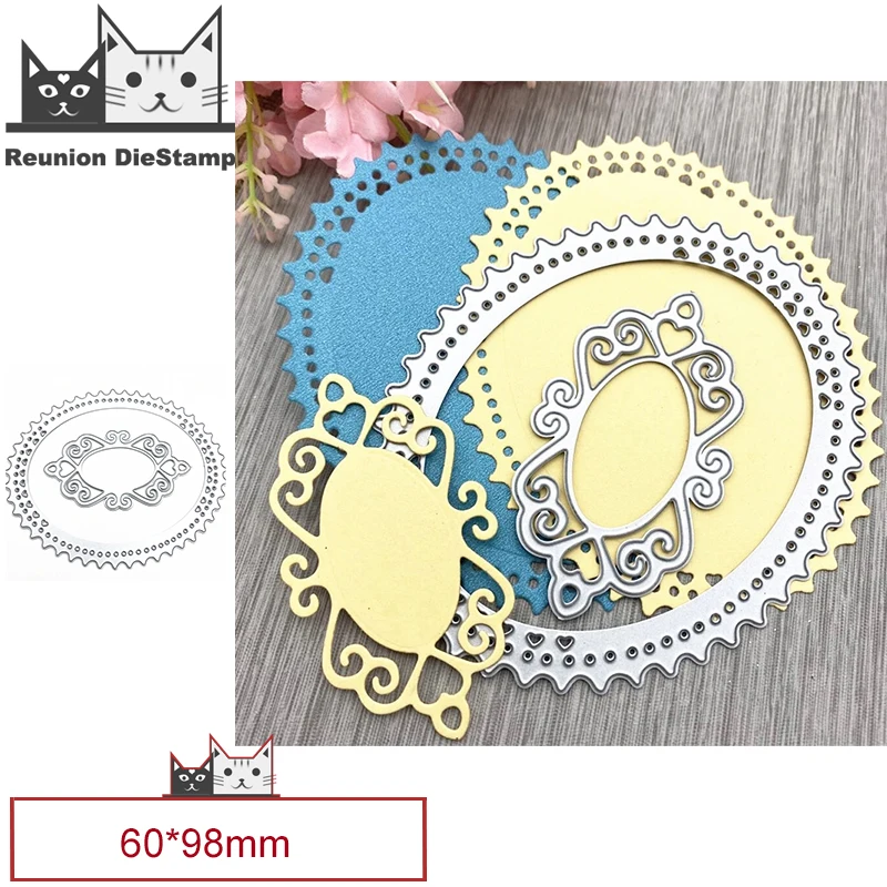 

Овальные кружевные металлические Вырубные штампы, декоративные штампы для скрапбукинга, стальные ремесла, вырезанные штампы для тиснения, ...