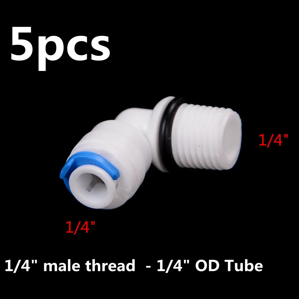 

5pcs 1/4" Male Thread - 1/4" OD Tube RO Water Purifier Reverse Osmosis Aquarium System Connector