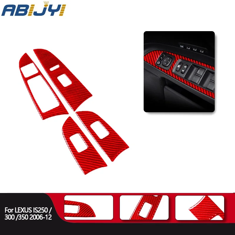 

Car Accessories Carbon Fiber Interior Cover Trim Red for Lexus IS250 300 350C 2011-2012 Lifting Panel 4PCS