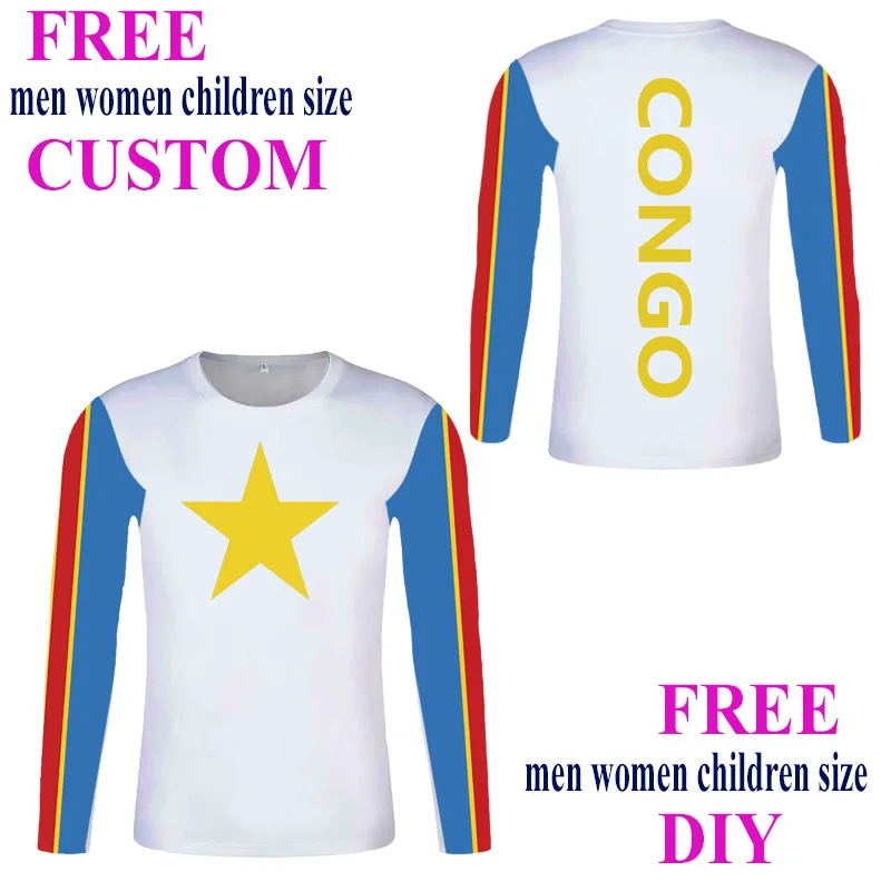 Конго Заир футболка с длинными рукавами Киншаса ЦАР футболки рубашка эмблемой