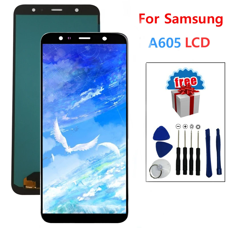 ЖК дисплей 6 0 ''SUPER AMOLED для SAMSUNG A6 Plus 2018 A605 A605fd сенсорный экран дигитайзер в сборе