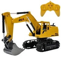 8ch simulated rc excavator model toys with musical and light children boys gift rc truck beach toys rc engineering car tractor
