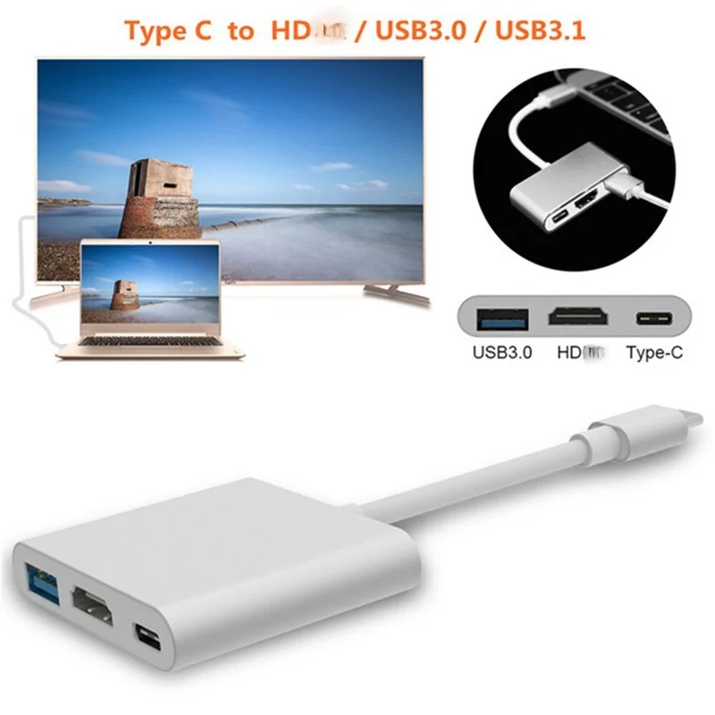 Basix USB C концентратор к HDMI адаптер Тип usb Hdmi 4 K 3 0 Порты и разъёмы с Мощность доставки