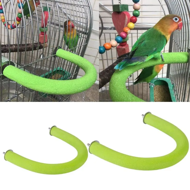 

2021 New Parrot Perch Wooden Bird Stand U Shape Nail Perches Claw Grinding Cage Toys