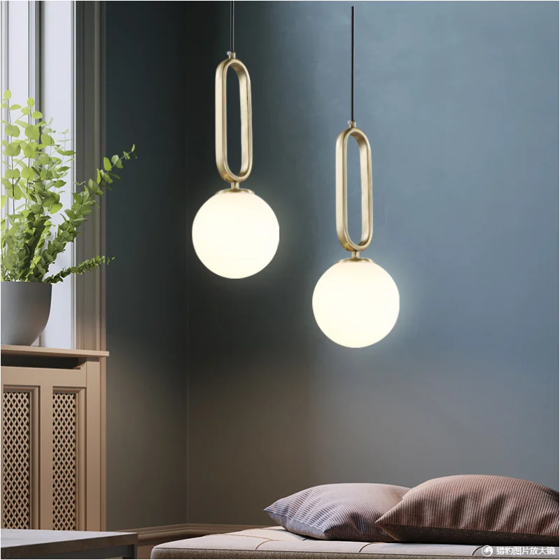 

Nordic ins bedroom bedside chandelier designer art model room creative personality restaurant bar golden chandelier