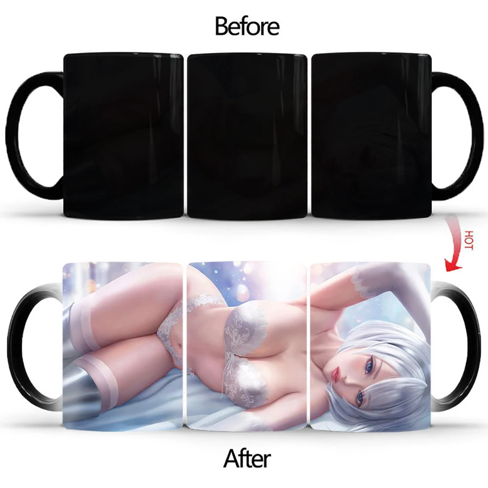 

Creative Color Changing Mug hot beauty BSKT-169 Ceramic Magic Tea Milk Coffee Mugs Hot Reaction Coffee Cup Funny Gift