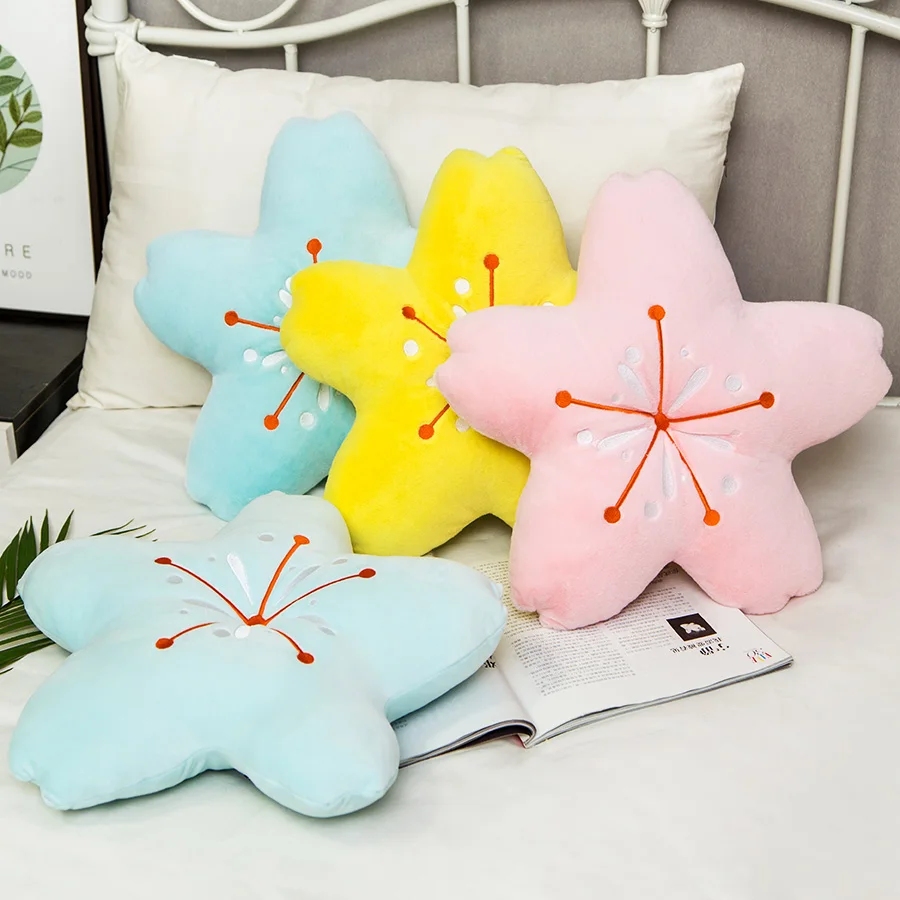 Cute creative cherry blossom plush pillow kawaii flower plush doll plush toy cushion home office decoration holiday gift