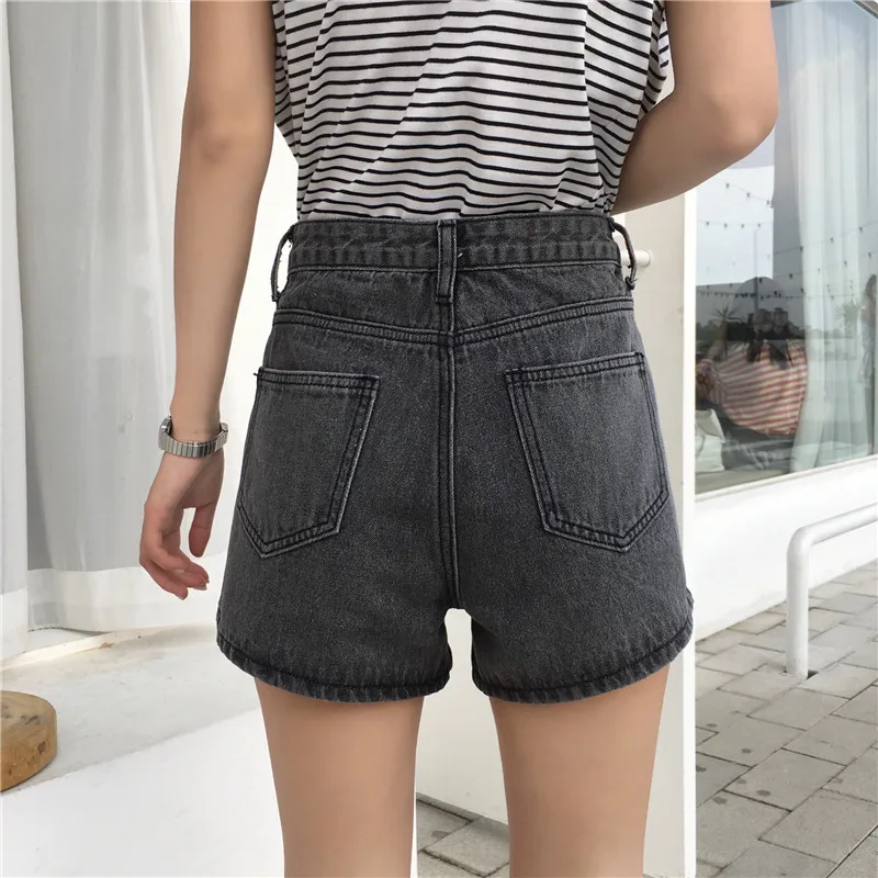 

Shorts Women Solid Denim High Waist Regular Slim Womens Simple All-match Korean Style Leisure Chic Washed Ulzzang Female Daily