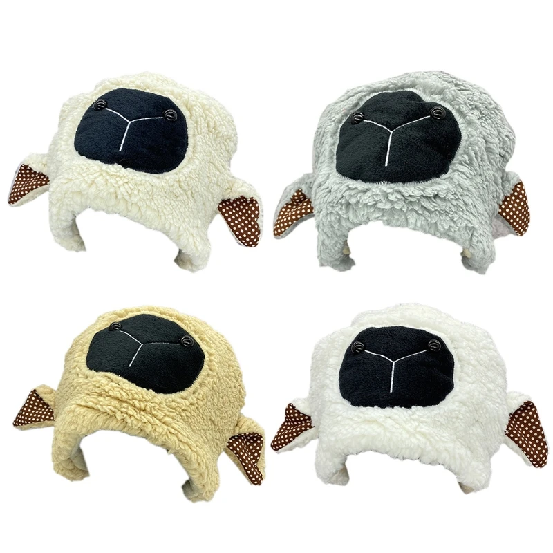 

Мультяшная шапка из ягненка, милые мягкие головные уборы с животными, ветрозащитные головные уборы для Хэллоуина, осени и зимы