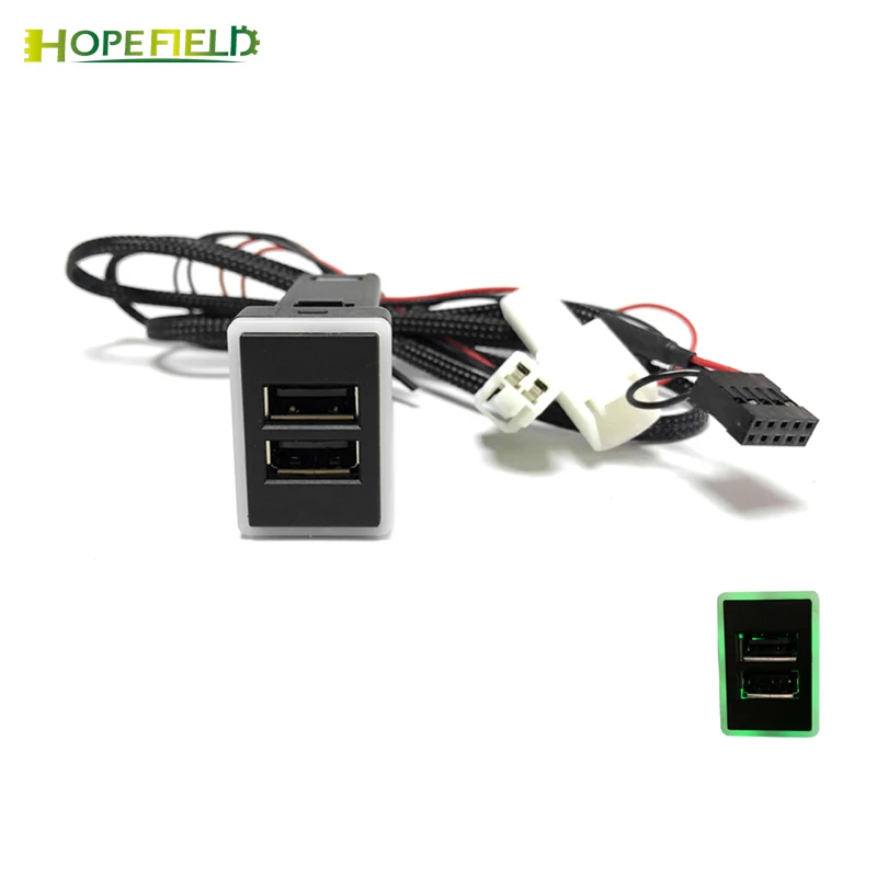 Автомобильный светодиодный выключатель с двумя USB портами кнопка зарядки