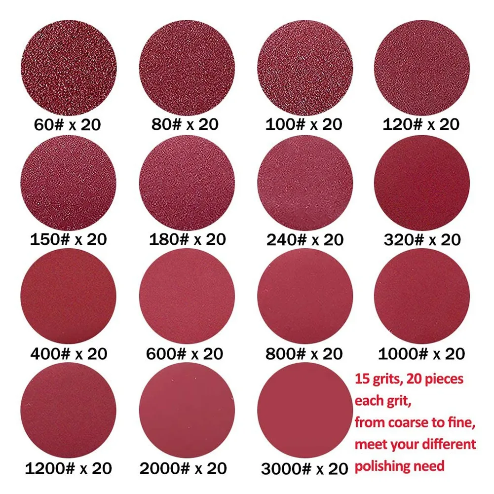 300 шт. 2 ''шлифовальные диски коврик абразивный материал 60 1/4 Грит с мягкими
