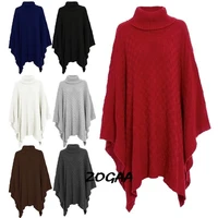 zogaa womens shawls ladies grid knitted wrap polo cowl turtle neck poncho jumper cape