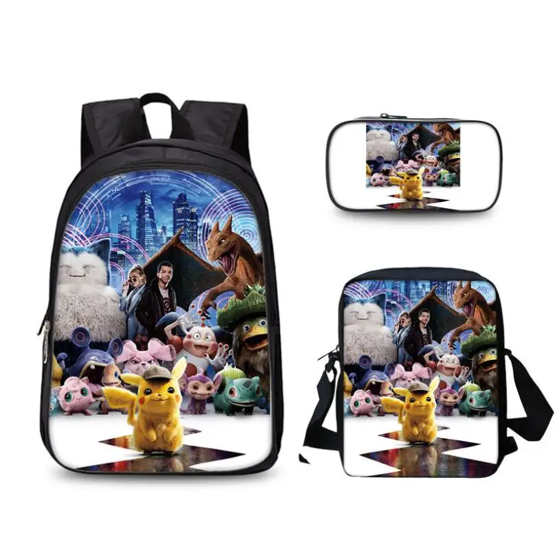 Школьная сумка набор мультяшный Аниме Покемон школьный рюкзак для девочек и
