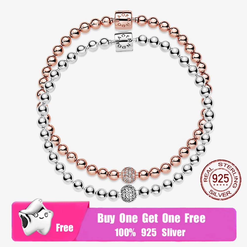 

2021 Hot Sale 925 Sterling Silver Fashion Beads & Pavé Bracelet Fit Original Sliver Charm Beads For Women DIY Jewelry Gift