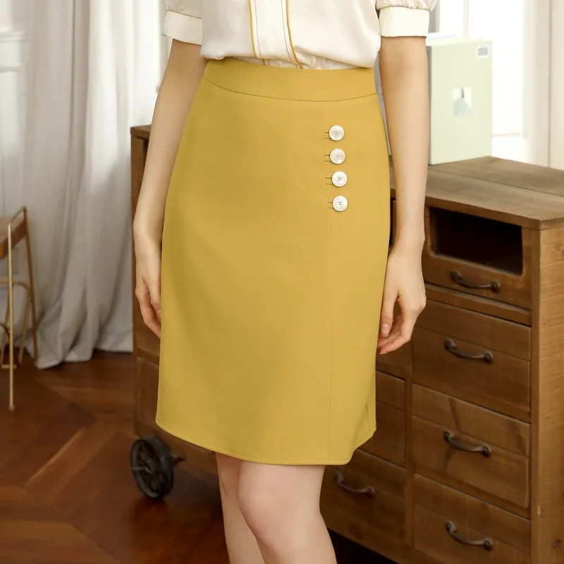 

Юбка-карандаш с высокой талией, летняя, универсальная, а-силуэта, короткая, 2021, BSQ141, корейская мода, Офисная Женская юбка