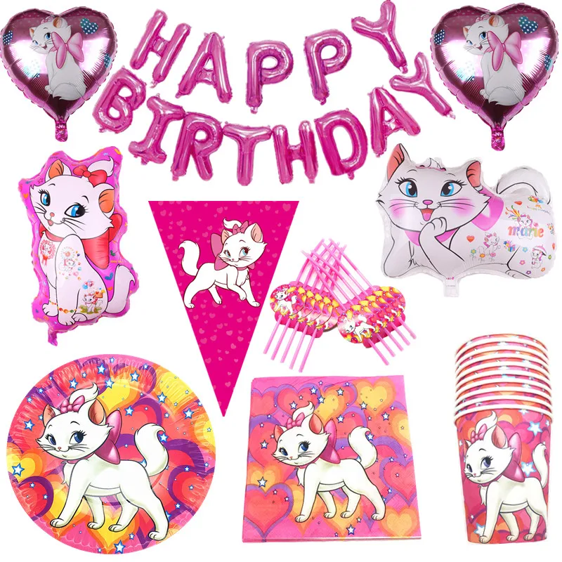 Тематическая бумажная соломенная тарелка Marie Cat скатерть для воздушных шаров