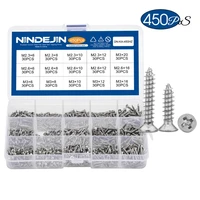 450pcsset nickel plated countersunk flat head tapping screws with cross recessed m2 3 m2 6 m3 screws philips carbon steel screw