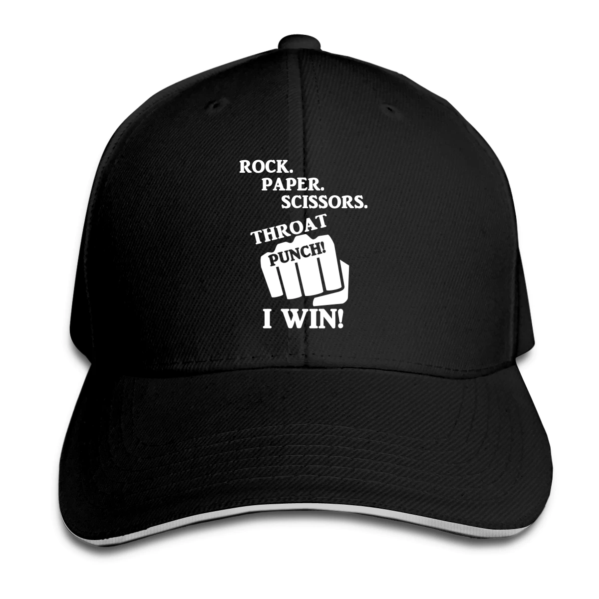 

Rock Paper Scissors Throat Punch I Win Hat Baseball Cap for Men Women Fashion Adjustable Sun Hat